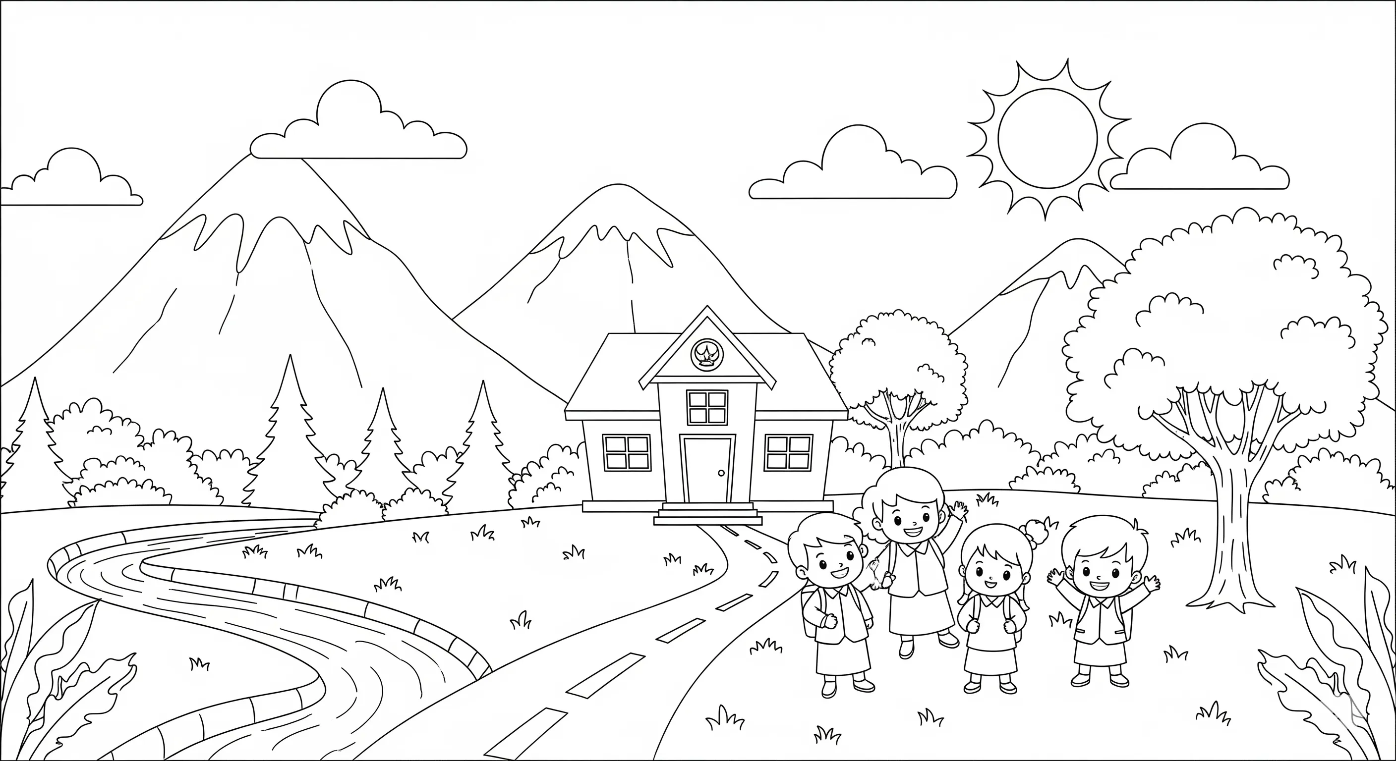 Gambar Gambar Mewarnai Anak Sekolah Sd siap untuk diwarnai